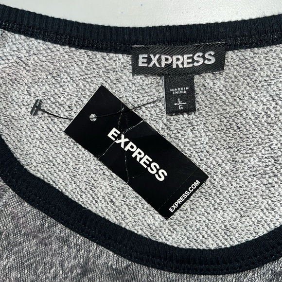 Express NWT Size L Black Sequin Lightning Bolt Crop Sweatshirt Top - Picture 4 of 4